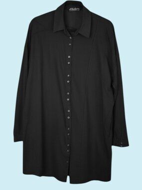 AllSaints Spitalfields Saratoga Blouse Size 12 Black Long Sleeve Sheer Tunic